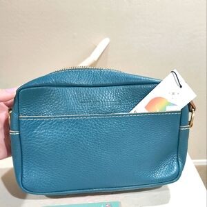 Portland leather goods turquoise large camera bag